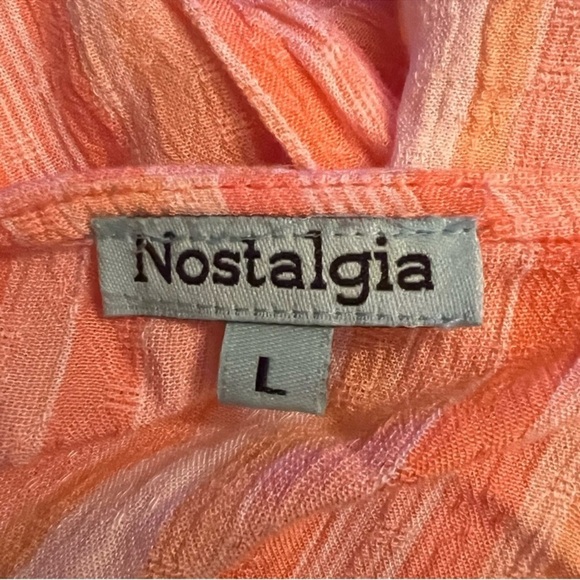 Nostalgia Striped Drop waist Gauze Retro Maxi Dress Peach + Multi SZ L - Picture 11 of 12